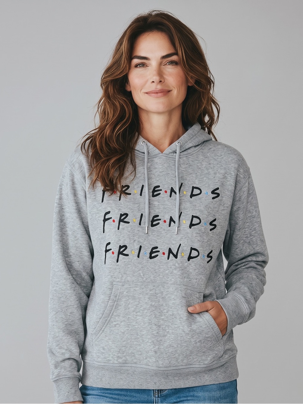 H&M Grey 'Friends' Logo Pullover Hoodie